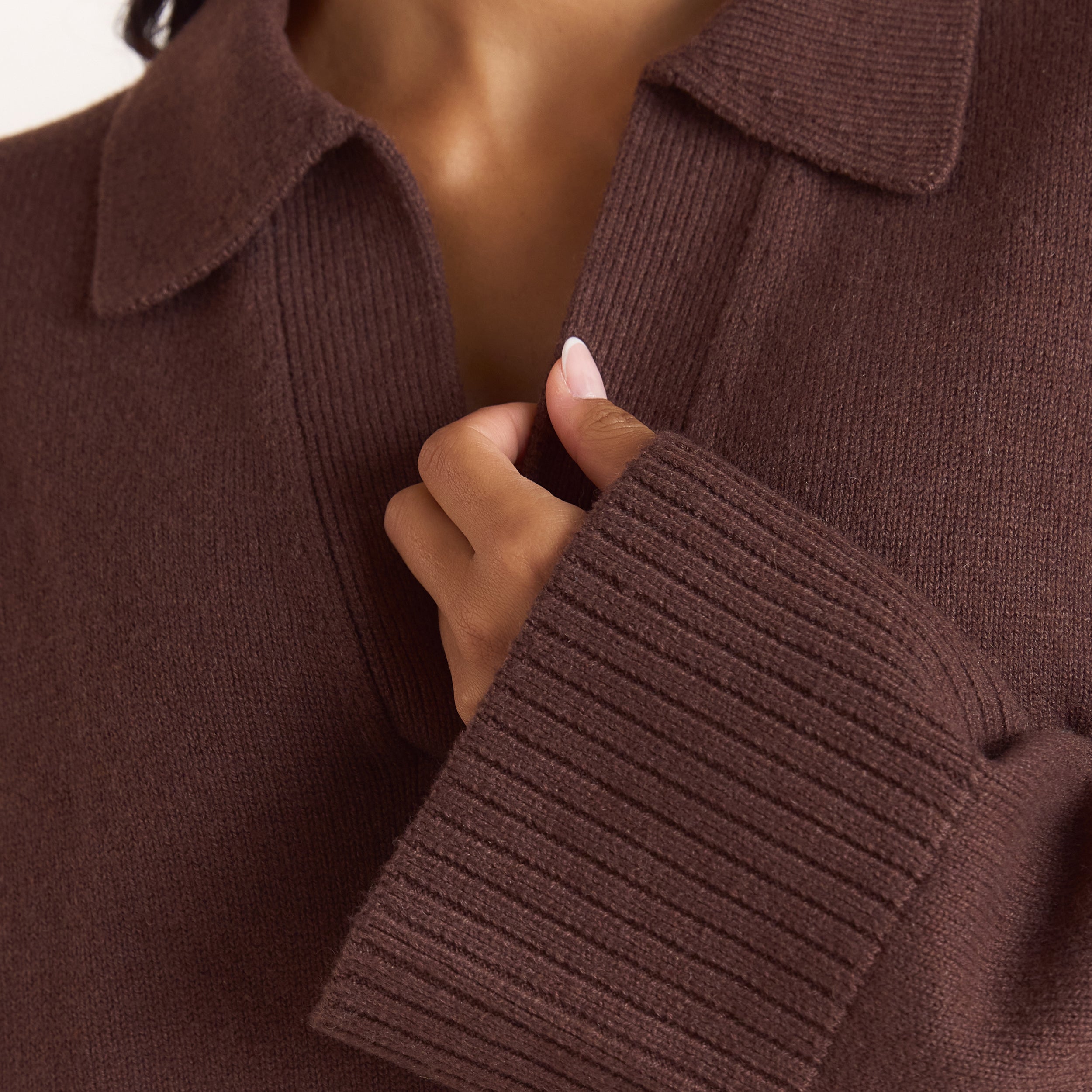 Half Placket Knitted Jumper | Half Placket Knitted Jumper - Chocolate