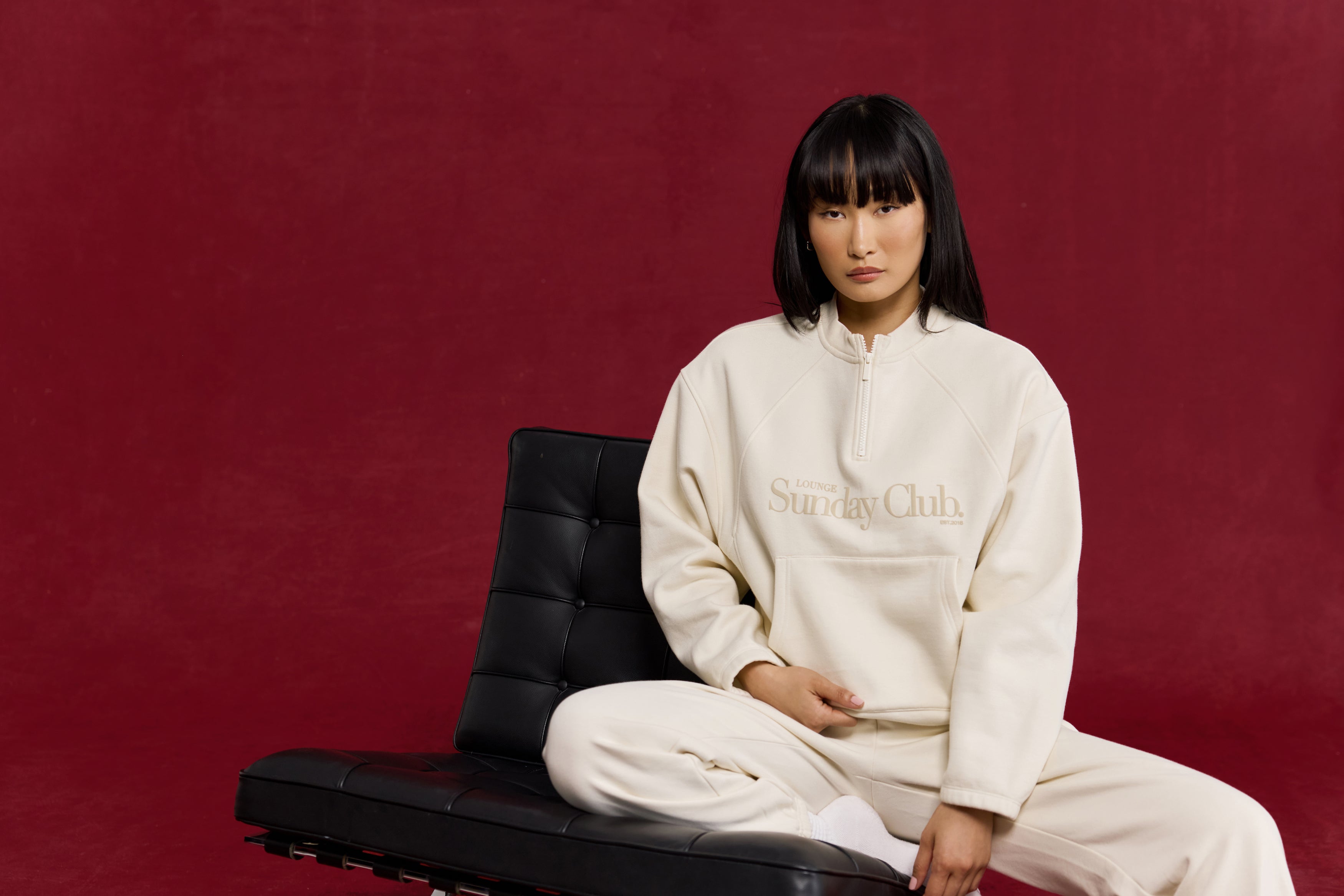 a woman sitting on a chair