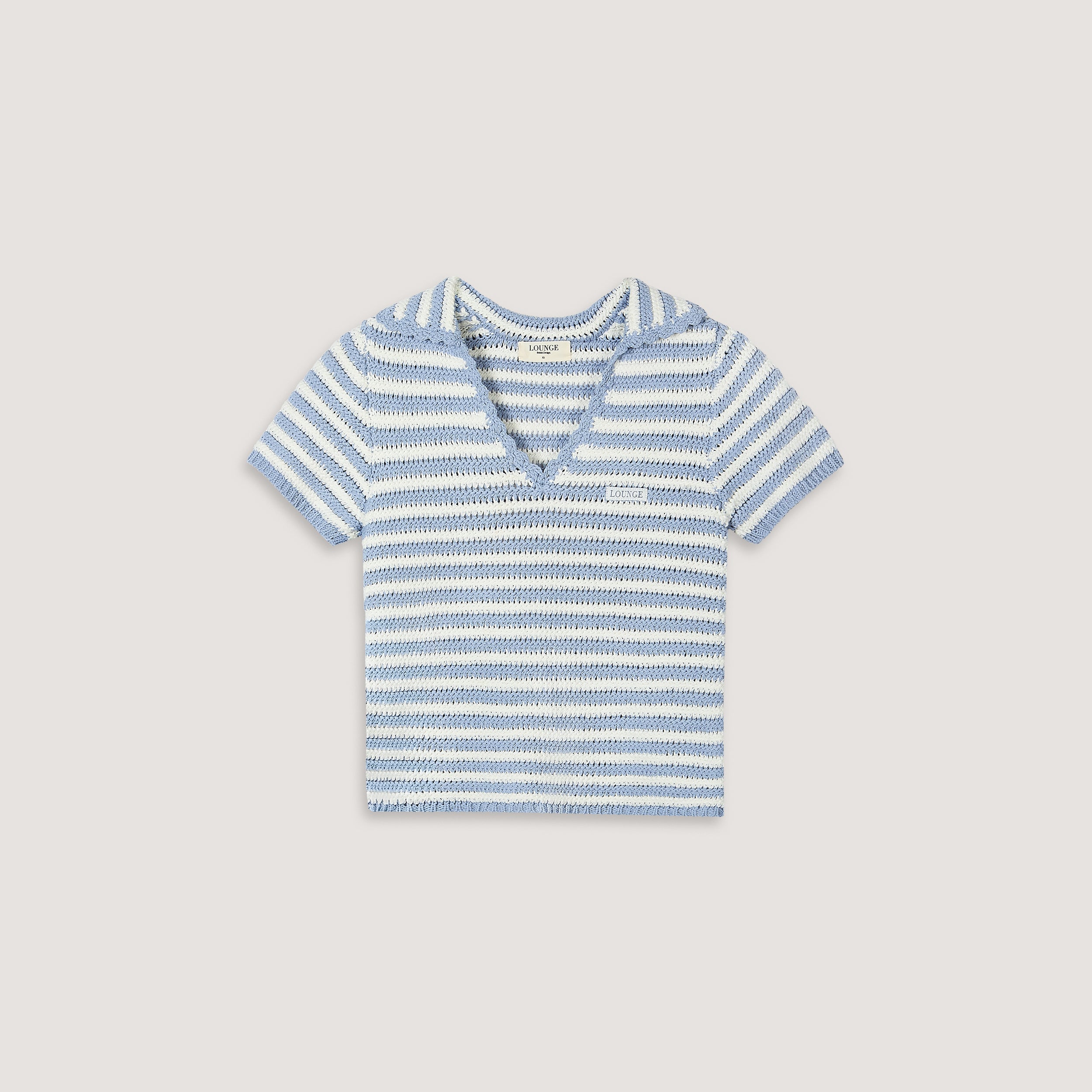 Crochet Polo Top | Crochet Polo Top - Blue Stripe