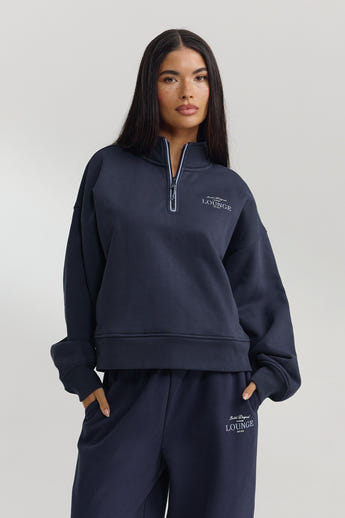 Quarter-Zip Sweater - Dark Blue alternate