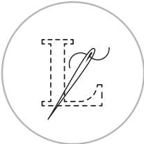 a needle and thread in the shape of a letter