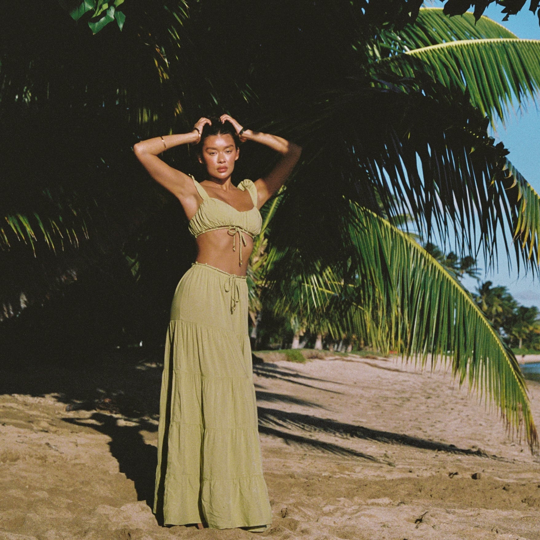 Ruched Bralette (Set) - Washed Lime