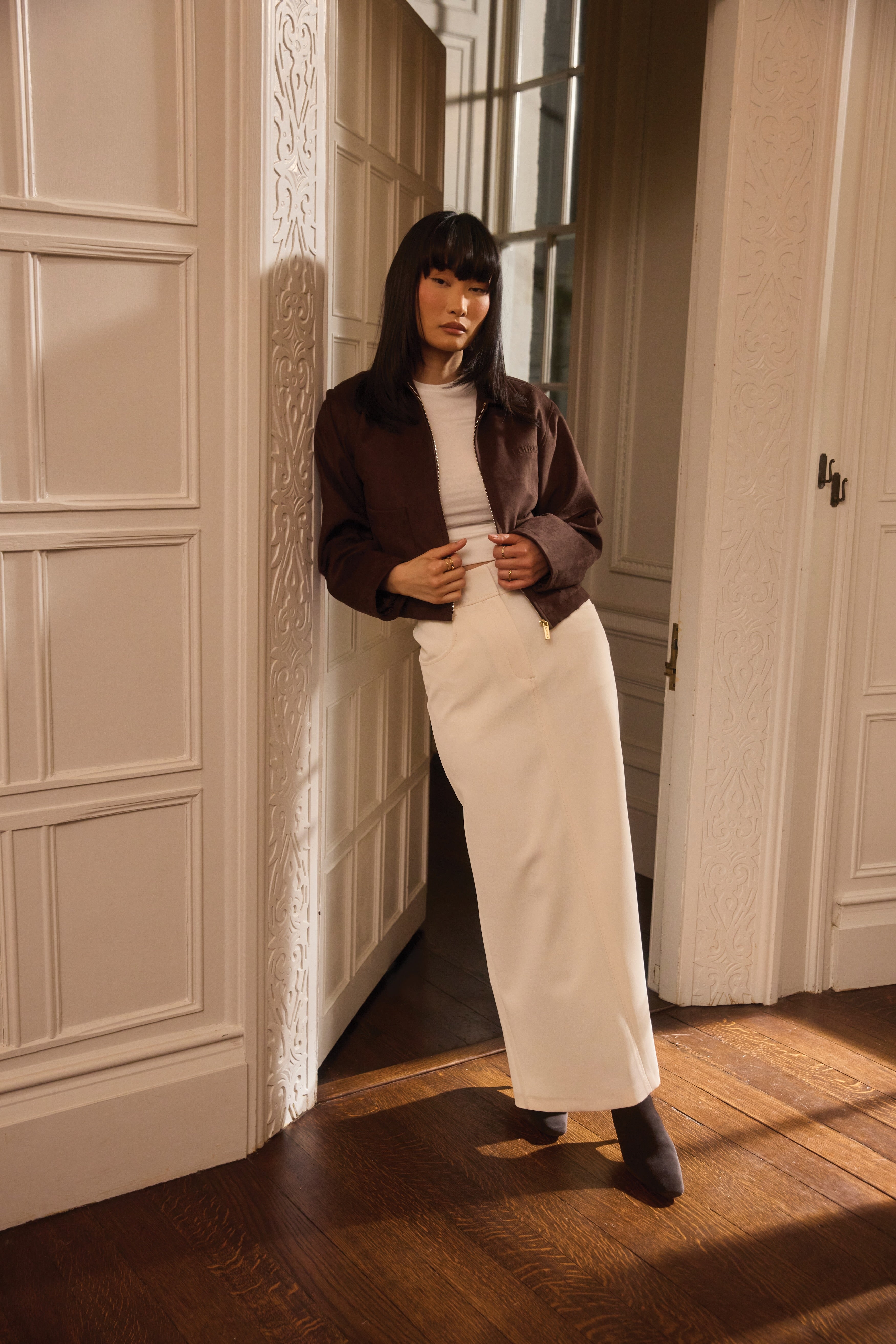 a woman in a white dress