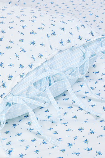 Bloom & Stripe Reversible Pillowcases (2-Pack) - Blue Floral Print