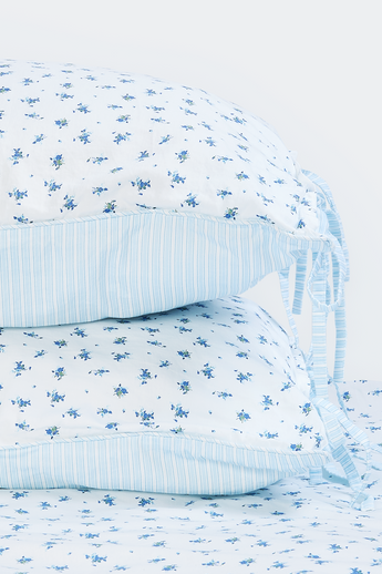 Bloom & Stripe Reversible Pillowcases (2-Pack) - Blue Floral Print alternate