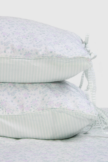 Bloom & Stripe Reversible Pillowcases (2-Pack) - Sage Floral Print alternate