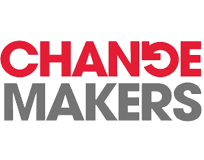 a red and grey text on a black background