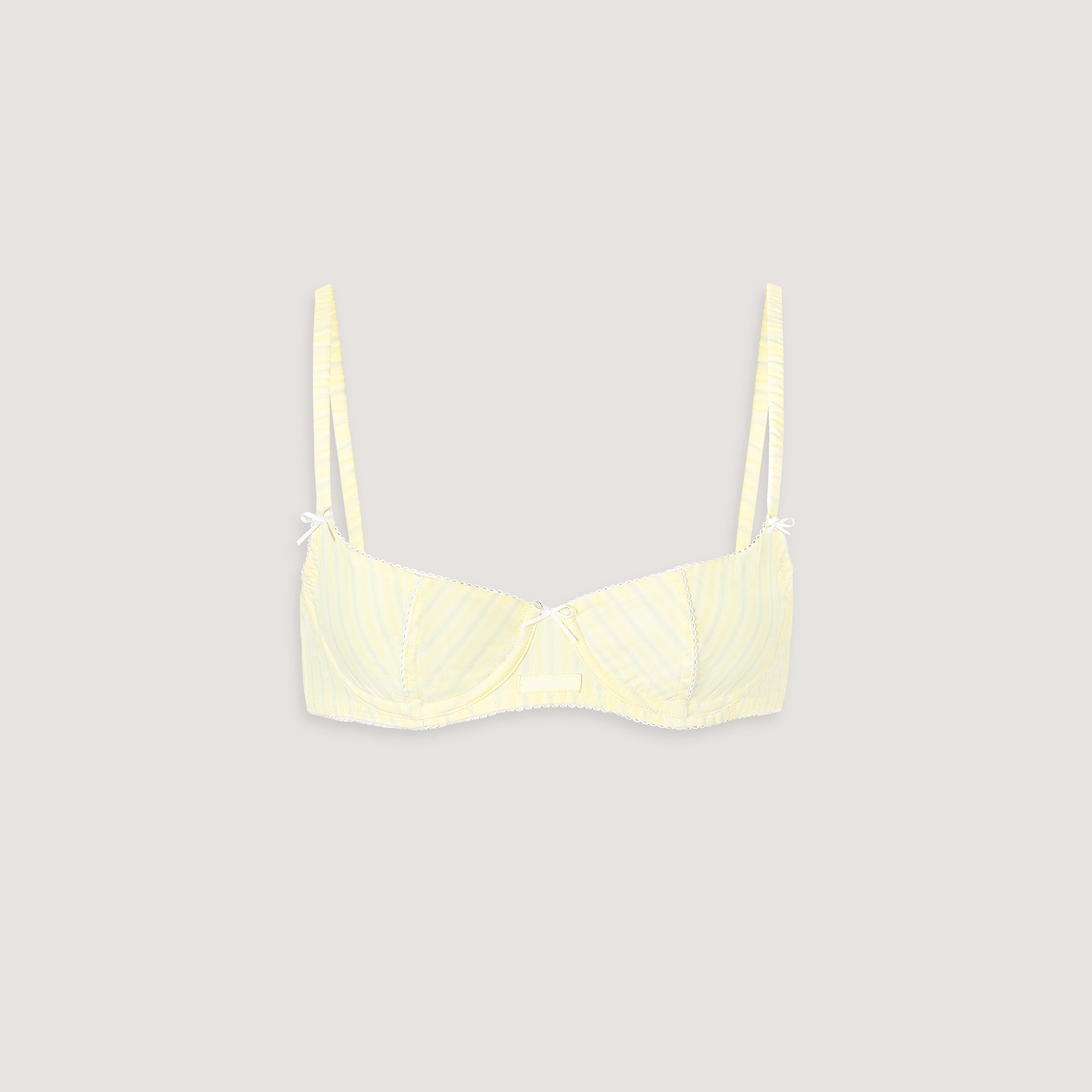 Striped Cotton Balcony Bra | Striped Cotton Balcony Bra - Yellow